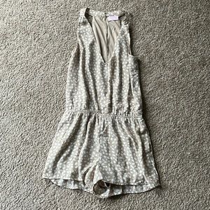 WON'T BREAK YOUR HEART TAUPE SPOTTED ROMPER PINK LILY